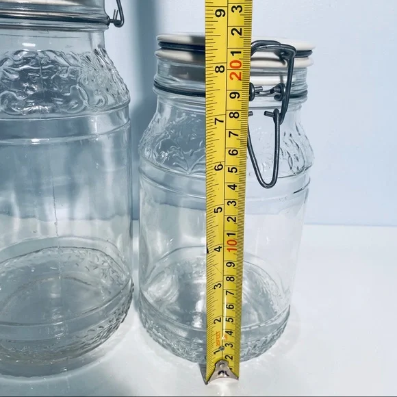 Vintage Clip Top Jar Hinged Ceramic Top Set Of 2 - Picture 15 of 16